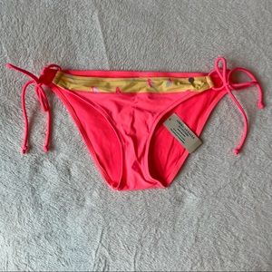 American Eagle NWT Hot Pink Yellow Adjustable Tie Bird Bikini Bottoms Swimsuit